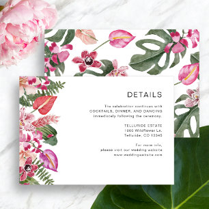 Cartão De Informações Elegantes Detalhes Florais Tropicais