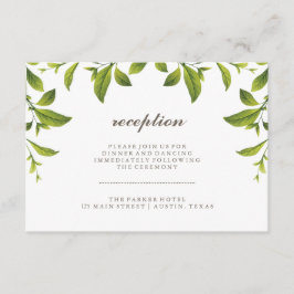 Cartão De Informações Elegantes Folhas Botânicas Verdes Recepção de Casa