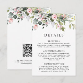 Cartão De Informações Elegantes Folhas de Eucalipto Floral Código QR Cas