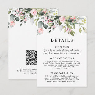 Cartão De Informações Elegantes Folhas de Eucalipto Floral Código QR Cas