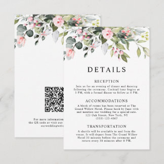 Cartão De Informações Elegantes Folhas de Eucalipto Floral Código QR Cas