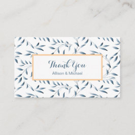 Cartão De Informações Elegantes Folhas de Salgueiro Azul Antigo Obrigado