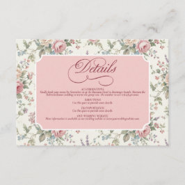 Cartão De Informações Elegantes Rosas Pastel noivado Shabby Chic Casamen