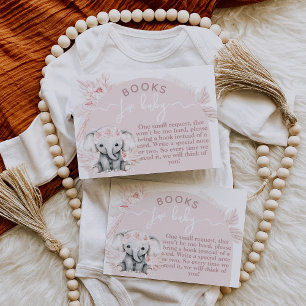 Cartão De Informações Elephant Boho Floral - Livro de Chás de fraldas Ro