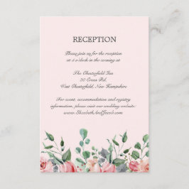 Cartão De Informações Elizabeth Pink Floral Recepção de casamento