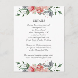 Cartão De Informações Elizabeth Pink Flowers Calliografia Detalhes do Ca