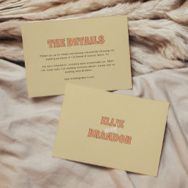 Cartão De Informações ELLIE Simple Retro Modern Wedding Details