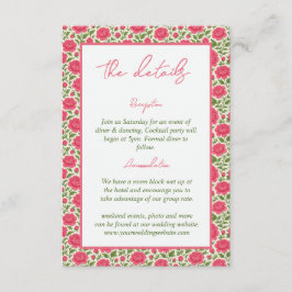 Cartão De Informações Em Bloom Pink Peony Detalhes Do Casamento Floral