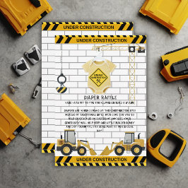 Cartão De Informações Em Construção Chá de fraldas De Roupas De Bebê
