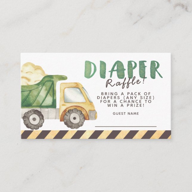 Cartão De Informações Em Construção de Fralda Raffle (Frente)