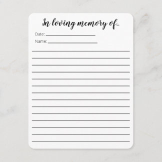 Cartão De Informações Em Memória Adorável...Cartões