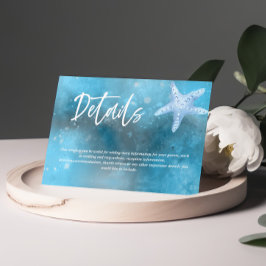 Cartão De Informações Embalagem de Casamento de Verão no Mar Azul Profun