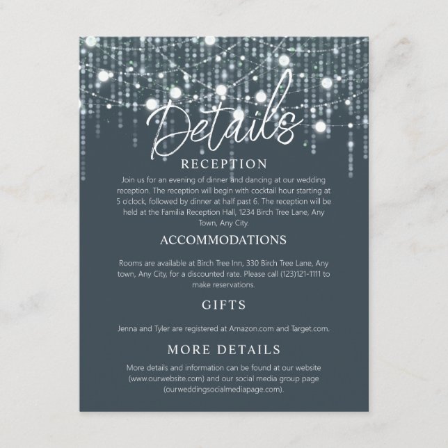 Cartão De Informações Embalagem de Luzes Penduráveis Cinza e Branco (Frente)