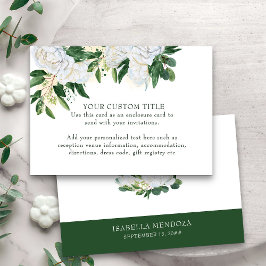 Cartão De Informações Emerald Green e White Peony Floral Personalizado
