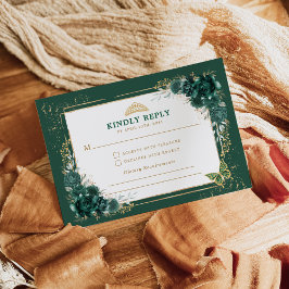 Cartão De Informações Emerald Green Quinceanera Mis Quince 15 Anos RSVP