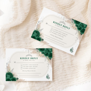 Cartão De Informações Emerald Green Silver Quinceanera Tiara RSVP