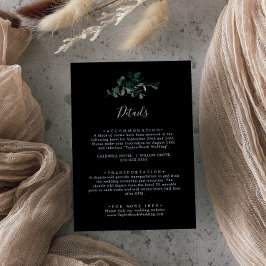 Cartão De Informações Emerald Greenery | Detalhes do Casamento Negro