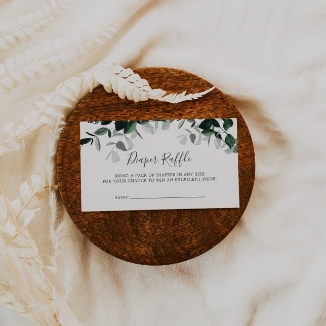Cartão De Informações Emerald Greenery Fralda Raffle (Criador carregado)