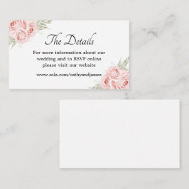 Cartão De Informações Encaixe de Casamento com Detalhes Florais de Rosa