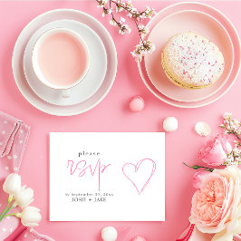 Cartão De Informações Encaixe rsvp de coração rosa divertido