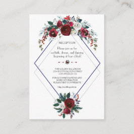 Cartão De Informações Encantadores Detalhes de Casamento Floral Burgundy