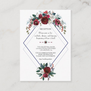 Cartão De Informações Encantadores Detalhes de Casamento Floral Burgundy
