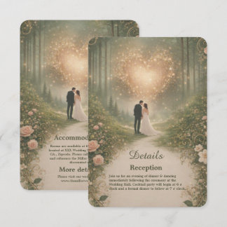 Cartão De Informações Enchanted Medieval Heart Forest Romantic Wedding