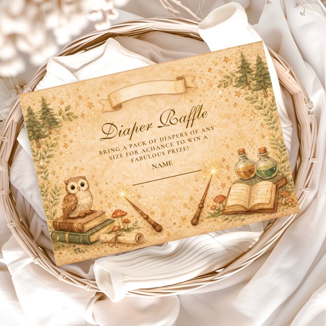 Cartão De Informações Enchanted Storybook Wizard Diapper Raffle (Criador carregado)