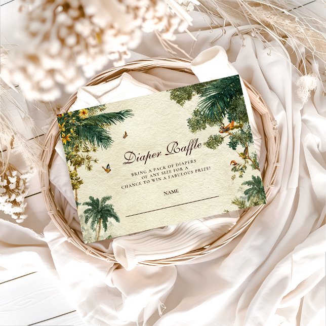 Cartão De Informações Enchanted Tropical Safari Diapper Raffle (Criador carregado)