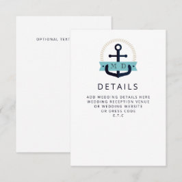Cartão De Informações Encl De Casamento Do Monograma Náutico Ancorado Do