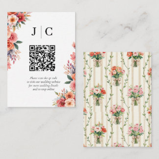 Cartão De Informações Enclave de Código QR Minimalista de Flores de Terr