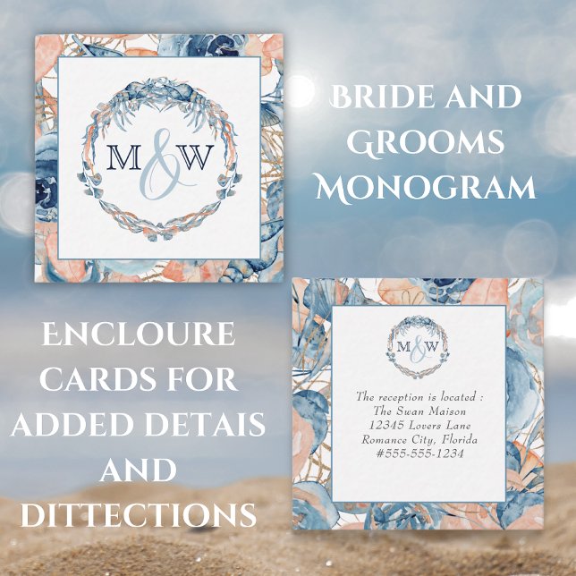 Cartão De Informações Enclos de Starfish do Casamento de Praia Náutica (Criador carregado)