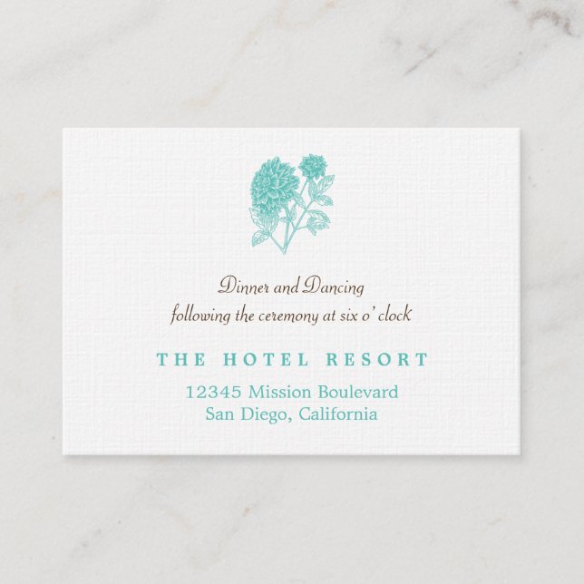 Cartão De Informações Enclosure simples de recepção de casamento blue da (Frente)