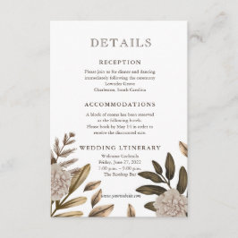 Cartão De Informações Enclouse de Detalhes Florais Rustic Elegance