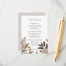 Cartão De Informações Enclouse de Detalhes Florais Rustic Elegance