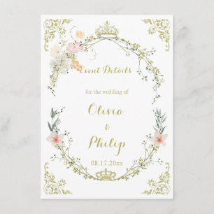 Cartão De Informações Enfeite Floral Vintage de Casamento Clássico