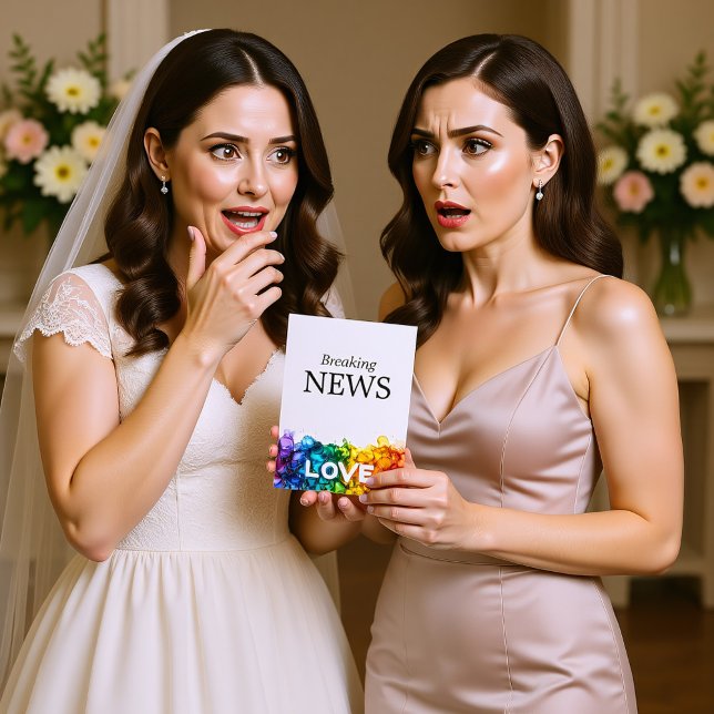 Cartão De Informações 🌈 engraçado MUDANÇA DE DATA Pintado Com Amor (🌈 funny Wedding DATE change LGBTQ Painted With Love Enclosure Card)