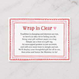 Cartão De Informações Enrolamento do Chá de fraldas do Coração Rosa em L