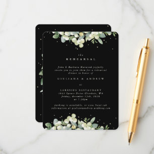 Cartão De Informações Ensaio de Casamento com Snowberry Preto + Eucalipt