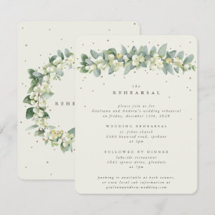 Cartão De Informações Ensaio De Casamento De Creme Snowberry+Eucalyptus