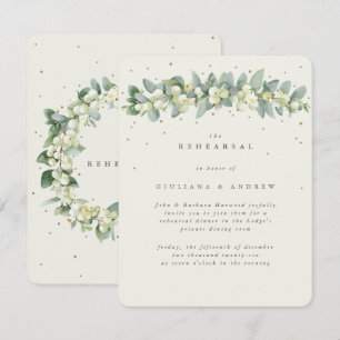 Cartão De Informações Ensaio De Casamento De Creme Snowberry+Eucalyptus