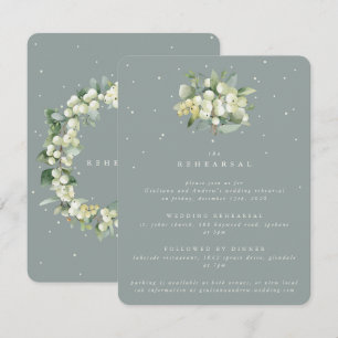 Cartão De Informações Ensaio de Casamento de Seafoam Snowberry+Eucalyptu