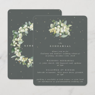 Cartão De Informações Ensaio de Casamento Eucalyptus e Snowberry Verde c