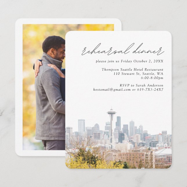 Cartão De Informações Ensaio Skyline no Parque Kerry Park Seattle (Frente/Verso)