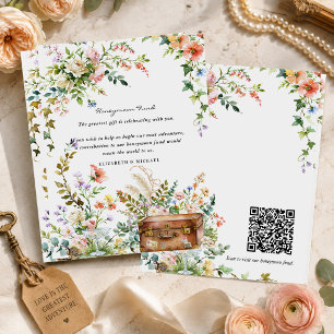 Cartão De Informações Envelope de Código QR do Fundo de Lua de Mel Flora