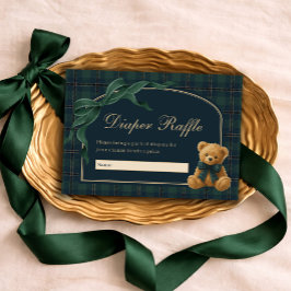 Cartão De Informações Equestrian Polo Plaid Teddy Bear Diaper Raffle