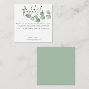 Cartão De Informações Esboço de Detalhes do Casamento Eucalyptus Moderno