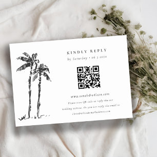 Cartão De Informações Esboço de palmeira costeira para casamento com cód