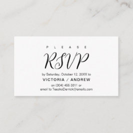 Cartão De Informações Esboço preto estético, resposta RSVP de Casamento