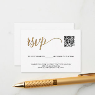 Cartão De Informações ESCANEIE o código QR Gold RSVP com lugares reserva